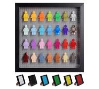 Tapeera Espositore da Parete Compatibile con Minifigure Lego - Espositore Minifigures - Vetrina Espositiva per Collezionismo - Vetrina da Parete o da Tavolo - Base Grigia - Contiene 28 Minifigure