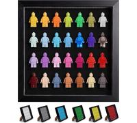 Tapeera Espositore da Parete Compatibile con Minifigure Lego - Espositore Minifigures - Vetrina Espositiva per Collezionismo - Vetrina da Parete o da Tavolo - Base Nera - Contiene 28 Minifigure