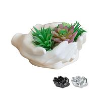 Tapeera Vaso per piante grasse a forma di mano, ideale come espositore in cristallo, supporto per piante ad aria, portachiavi, piatto per caramelle, decorazione, portacandele o scultura (bianco)