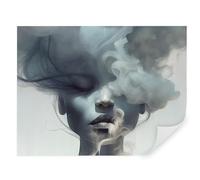 TAPEKO - Carta da parati moderna 360x250 cm, fotomurali serie premium design, astrazione di un volto di donna nel fumo, carta da parati per camera letto, soggiorno, u74762