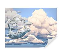 TAPEKO - Carta da Parati per Bambini, Fotomurali 260x180 cm, Balena tra le Nuvole e Palloncini, Murale per Cameretta, u93881