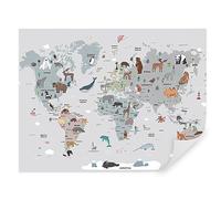 TAPEKO - Carta da parati per bambini, fotomurali 260x180 cm, carta da parati mappa del mondo, geografiсa, mappa della terra, bambini murale per camera da letto u95844