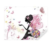 Tapeko - Carta da parati per bambini, fotomurali 260x180 cm, principessa, farfalle, fata, fiori, bambini fotografica murale per camera da letto, rosa u54002