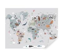 TAPEKO - Carta da parati per bambini, fotomurali 310x210 cm, carta da parati mappa del mondo, geografiсa, mappa della terra, bambini murale per camera da letto u95845