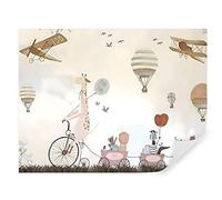 TAPEKO - Carta da Parati per Bambini, Fotomurali 310x210 cm, Mondo dell'Infanzia, Animali, Palloncini, Aeroplani, Bambini Fotografica Murale per Cameretta Bambini, u08348
