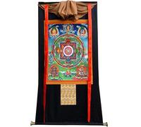 TapestrytapestrytapestrytapestryTibetan Thangka Art - Mandala of Medicine Buddha Thangka - Stampa giclée digitale ad alta risoluzione e doppio strato incorniciato a mano - Arazzo buddista da appendere