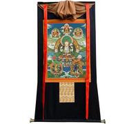 TapestrytapestrytapestryTibetan Thangka Art - Avalokiteshvara Thangka a quattro braccia - Stampa giclée digitale ad alta risoluzione e doppio strato incorniciato a mano - Arazzo buddista da appendere