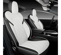 Tapha Set di coprisedili in ecopelle per Tesla Model 3 2017-2022, traspiranti e impermeabili, include coprisedili per sedili anteriori e posteriori (nero/bianco)