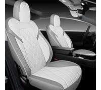Tapha Set di coprisedili in ecopelle per Tesla Model 3 2017-2022, traspiranti e impermeabili, include coprisedili per sedili anteriori e posteriori (bianco/grigio)