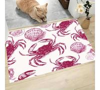 Tapis 3D De Cuisine Conchiglie Dipinte A Mano Granchi Animali Marini - Paillasson Antidérapant, Lavable En Machine Pour Décorations Salon Chambre L’Entrée Tapis De Bienvenue Rosso Borgogna, 50X80Cm