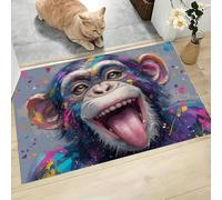 Tapis 3D De Cuisine Gorilla Che Ride Divertente Graffiti Di Animali - Paillasson Antidérapant, Lavable En Machine Pour Décorations Salon Chambre L’Entrée Tapis De Bienvenue Viola Grigiastro, 40X60Cm