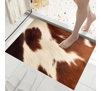 Tapis 3D De Cuisine Naturale Mucca Maculato Animale Rustico - Paillasson Antidérapant, Lavable En Machine Pour Décorations Salon Chambre L’Entrée Tapis De Bienvenue Marrone, 60X90Cm