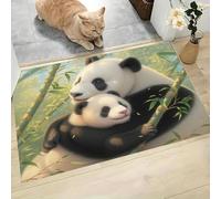 Tapis 3D De Cuisine Panda Carino Bambù Animali Naturali - Paillasson Antidérapant, Lavable En Machine Pour Décorations Salon Chambre L’Entrée Tapis De Bienvenue Verde Salvia, 60X90Cm