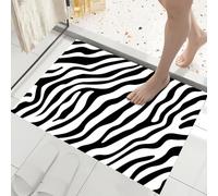 Tapis 3D De Cuisine Semplici Strisce Zebrate Animale Moderno - Paillasson Antidérapant, Lavable En Machine Pour Décorations Salon Chambre L’Entrée Tapis De Bienvenue Nero, 45X75Cm