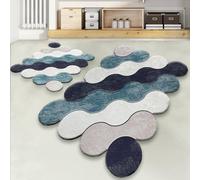 Tapis de Bain Dmora Locri 100x60 cm, bleu, rectangulaire, lavable en machine, antidérapant