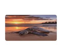 Tapis de bureau 30 x 60 cm « er de soleil sur les tortues marines », bords cousus, grand tapis de souris gaming antidérapant en caoutchouc, idéal pour PC, ordinateur portable et bureau à domici