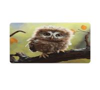 Tapis de bureau 40 x 80 cm avec motif adorable de bébés hiboux, bords cousus, grand tapis de souris de jeu antidérapant en caoutchouc, idéal pour le bureau, le clavier d'ordinateur portable et le tr