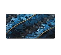 Tapis de bureau à motifs bleus et noirs 40 x 80 cm avec bords cousus, grand tapis de souris gaming antidérapant en caoutchouc pour ordinateur de bureau, ordinateur portable et bureau à domicile.