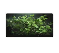 Tapis de bureau à motifs de feuilles vertes 40 x 80 cm avec bords cousus, grand tapis de souris de jeu avec base en caoutchouc antidérapante pour ordinateur de bureau, ordinateur portable et tapis d