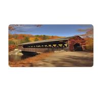 Tapis de bureau Albany Covered Bridge 30 x 60 cm avec bords cousus, grand tapis de souris de jeu avec base en caoutchouc antidérapante pour ordinateur de bureau, ordinateur portable et tapis de sour