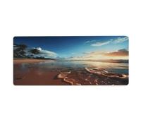 Tapis de bureau « er de soleil sur la plage » 30 x 81 cm avec bords cousus, grand tapis de souris de jeu avec base en caoutchouc antidérapante pour ordinateur de bureau, clavier, ordinateur por