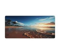 Tapis de bureau « er de soleil sur la plage » 40,6 x 88,9 cm (16 x 35 pouces) avec bords cousus, grand tapis de souris de jeu avec base en caoutchouc antidérapante pour ordinateur de bureau, cl