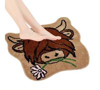Tapis De Salle De Bain En Forme Vache - Tapis Bain En Vache Des Highlands | Tapiis Polyester Imitation Cachemire 80x80cm | Tapiis Antidérapant Absorbant Pour Salle Baiin Cuisine Chambre Balcon
