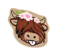 Tapis De Salle De Bain En Forme Vache - Tapis Bain En Vache Des Highlands | Tapiis Polyester Imitation Cachemire 80x80cm | Tapiis Antidérapant Absorbant Pour Salle Baiin Cuisine Chambre Balcon