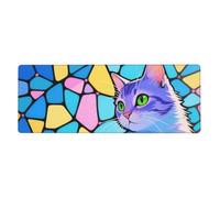 Tapis de souris gaming chat pour clavier et souris, format XL, protection de bureau, bords cousus, base antidérapante en caoutchouc, tapis de souris amusant pour la maison et le bureau, 30,5 x 80 cm