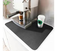 Tapis D'égouttement pour Machine à Café, 30 x 50 cm, Tapis D'égouttement pour Vaisselle, Machine à Café, Tapis Absorbant, Tapis de Gamelle pour Chien, Tapis de Gamelle pour Chat, Noir