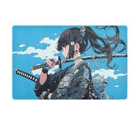 Tapis D'Entrée Anime Samurai Blue Moderno Tappetino Per Porta Resistente Sporco Zerbino D'Ingresso Per Interni Per Zona Balcone Corridoio