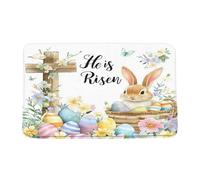 Tapis D'Entrée Spring Easter Cross Bunny, Cute Rabbit Flower Egg Religious Scene Lavabile In Lavatrice Tappeto Ingresso Design Versatili Tappetino Per Ingresso Da Interno Per Casa Zona Scale