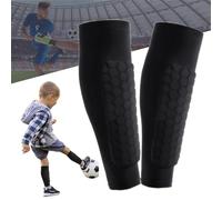 Tapis Design - Parastinchi da calcio, 1 paio di parastinchi per sci, protezione dagli urti, parastinchi con cuscinetti a nido d'ape, per uomini, donne e bambini (nero, L)