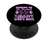 Tapis roulant da corsa divertente allenamento corridore chi è il capo uomini donne PopSockets PopGrip Adesivo