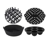Tapis silicone friteuse à air chaud 4 pièces - Doublure épaisse réutilisable cuisson saine nettoyage rapide | Support antiadhérent four micro-ondes cuisson résistance température élevée
