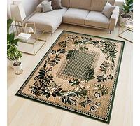 TAPISO Atlas Tappeto Salotto Moderno Pelo Corto Design Astratto Motivo Floreale Fiori Cornice Tonalità Beige Verde Oeko-Tex Soggiorno Sala Camera Ufficio 140 x 200 cm