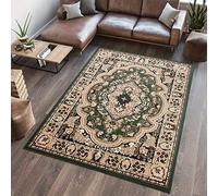 TAPISO Atlas Tappeto Salotto Moderno Pelo Corto Design Vintage Tradizionale Motivo Floreale Ornamenti Tonalita Verde Crema Oeko-Tex Soggiorno Sala Camera Ufficio 80 x 150 cm