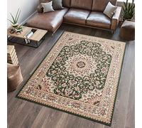 TAPISO Atlas Tappeto Salotto Moderno Pelo Corto Design Vintage Tradizionale Motivo Floreale Ornamenti Tonalità Verde Beige Oeko-Tex Soggiorno Sala Camera Ufficio 140 x 200 cm