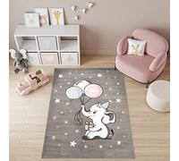 TAPISO Baby Tappeto Gioco Bambini Sala Giochi Cameretta Bambini Ragazzi Camera Morbido Motivo Astratto Animale Elefante Palloncini Stelle Multicolore Sfondo Taupe Pelo Corto 160 x 220 cm