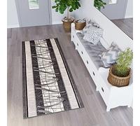 TAPISO Dream Tappeto Runner Passatoia per Corridoio Cucina Ufficio Entrata Ingresso Sala Design Moderno Motivo Geometrico Astratto Linee Scarabocchi di Grigio Crema Pelo Corto 90 x 390 cm