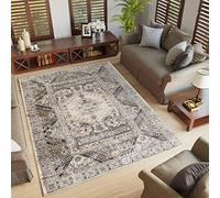 TAPISO Dubai Tappeto Tradizionale Pelo Corto Soggiorno Design Vintage Motivo Geometrico Mosaico Ornamenti Tonalità Grigio Chiaro Salotto Sala Camera Ufficio Oeko-Tex 200 x 300 cm
