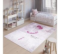 TAPISO Emma Tappeto Gioco Bambini Sala Giochi Cameretta Stanza Bambini Stampato Morbido Rosa Bambina Ballerina Antiscivolo Lavabile in Lavatrice 80 x 150 cm