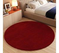 TAPISO Essence - Tappeto a pelo lungo, rotondo, rosso scuro, Shaggy, in tinta unita, morbido, soffice, per camera da letto, soggiorno, cameretta dei bambini, certificato Öko-Tex, 120 x 120 cm
