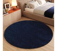 TAPISO Essence - Tappeto Rotondo, Blu Scuro, Blu Navy, a Pelo Lungo, Shaggy, Tinta Unita, per Camera da Letto, Soggiorno, cameretta dei Bambini, Certificato Öko-Tex 160 x 160 cm