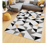 TAPISO Maya Tappeto Soggiorno Pelo Corto Design Moderno Motivo Astratto Geometrico Triangoli Mosaico Bianco Giallo Camera da Letto Cameretta Ufficio Salotto Oeko-Tex 200 x 250 cm
