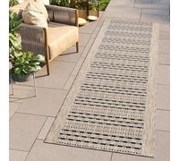 TAPISO Melissa Tappeto Corridoio Pelo Corto Passatoia Runner Design Moderno Geometrico Righe Marrone Nero Indoor Outdoor Corridoio Cucina Sala Terrazza Balcone Oeko-Tex 70 x 200 cm