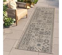 TAPISO Melissa Tappeto Corridoio Pelo Corto Passatoia Runner Design Vintage Mosaico Geometrico Nero Marrone Indoor Outdoor Corridoio Cucina Sala Terrazza Balcone Oeko-Tex 70 x 120 cm