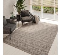 TAPISO Melissa Tappeto Esterno Interno Pelo Corto Testure Piatta Moderno Geometrico Righe Tonalità Marrone Outdoor Indoor Oeko-Tex Terrazza Balcone Soggiorno Cucina 120 x 170 cm