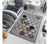 TAPISO Patras Tappeto Pelo Corto Design Moderno Motivo Geometrico Mosaico Esagono Tonalità Grigio Giallo Soggiorno Camera Cameretta Ragazzi Ufficio Salotto Oeko-Tex 140 x 200 cm