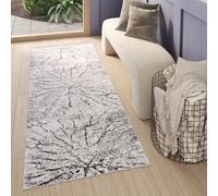 TAPISO Sky Tappeto Passatoia Salotto Moderno Soggiorno Sala Camera da Letto Stanza Ragazzi Design Astratto Vintage Effetto Struttura del Tronco d'Albero Beige Grigio Pelo Corto 100 x 300 cm
